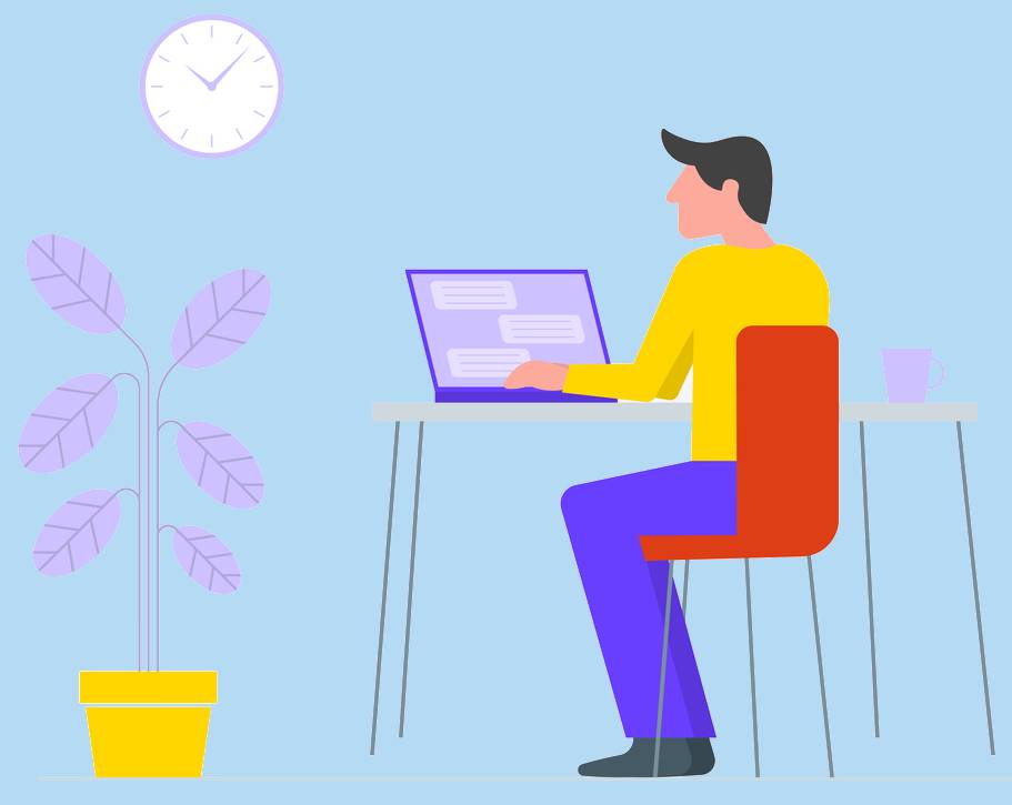 man blogging